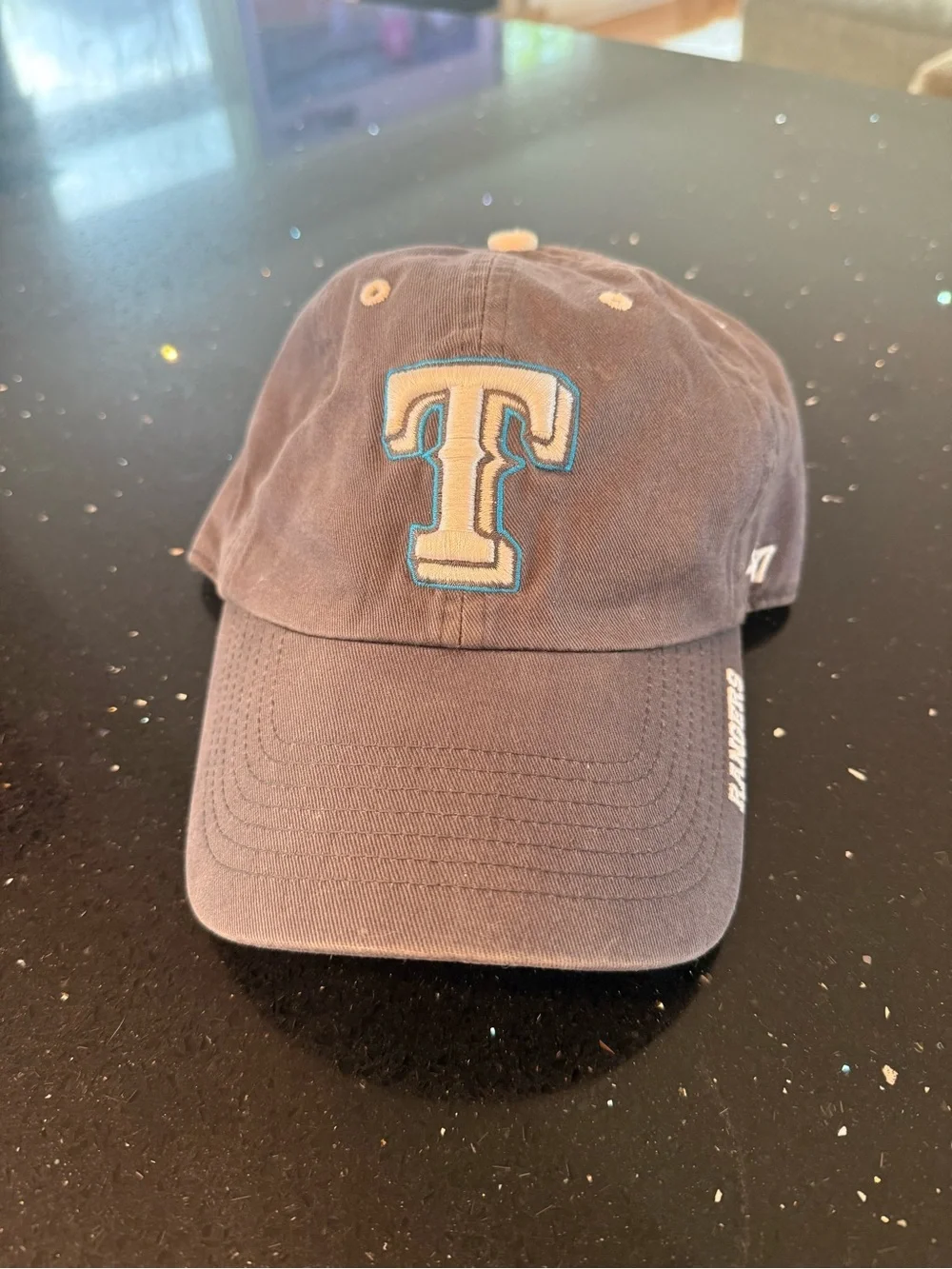 Texas Rangers MLB Embroidered Baseball Cap - Navy with Tan/Teal Accent